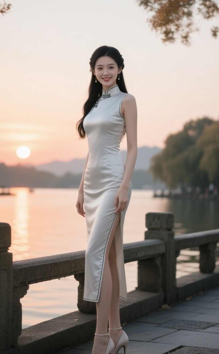 俏丽佳人旗袍勾勒曲线美