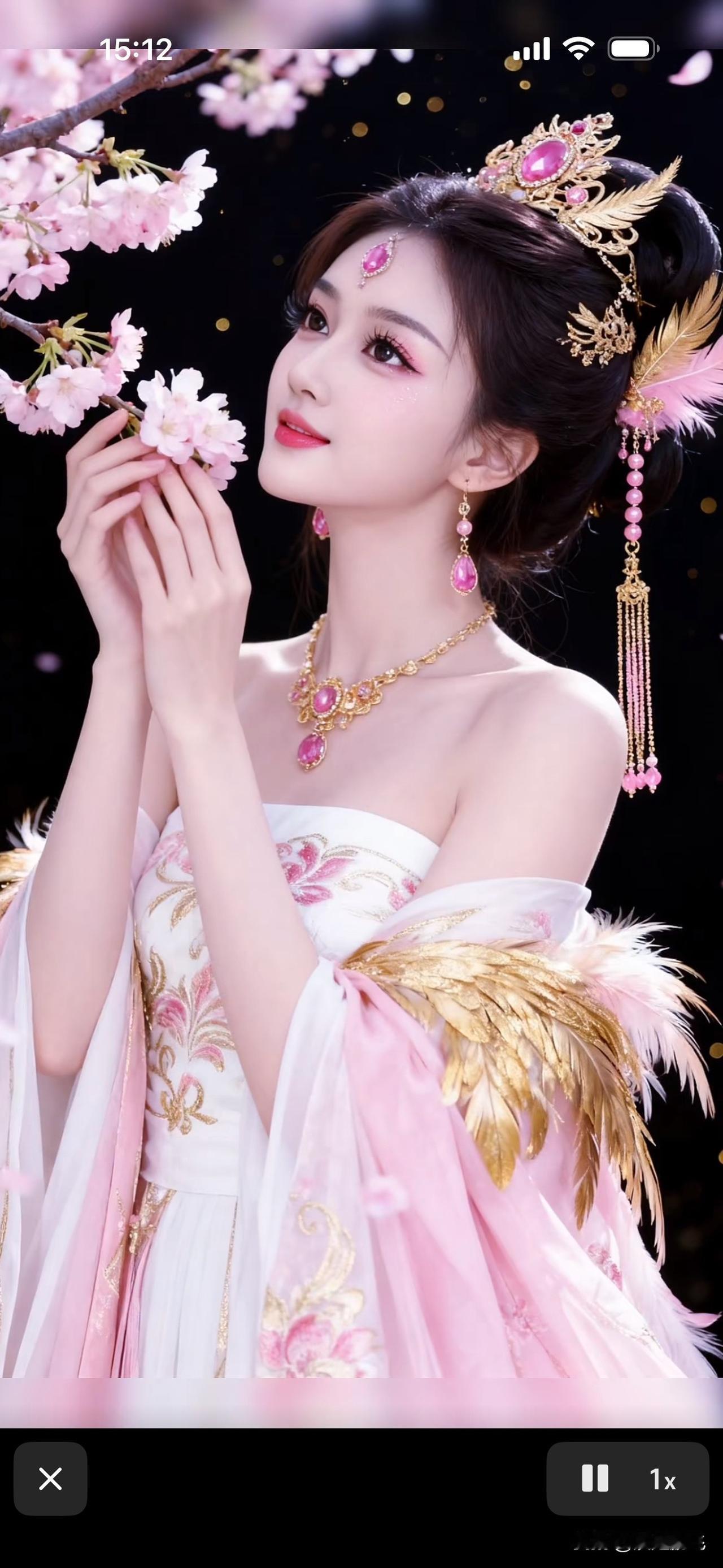仙气飘飘的粉色仙女，手持樱花，宛如画中人紫色花海少女紫色梦幻少女梦幻花海仙女