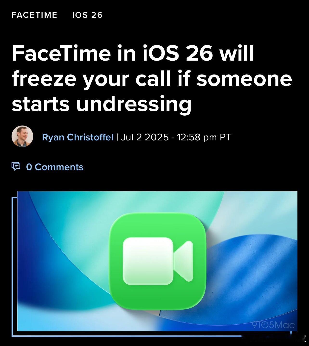 iOS26的FaceTime更新了一个防止异地恋的功能：当检测到通话有一方开始