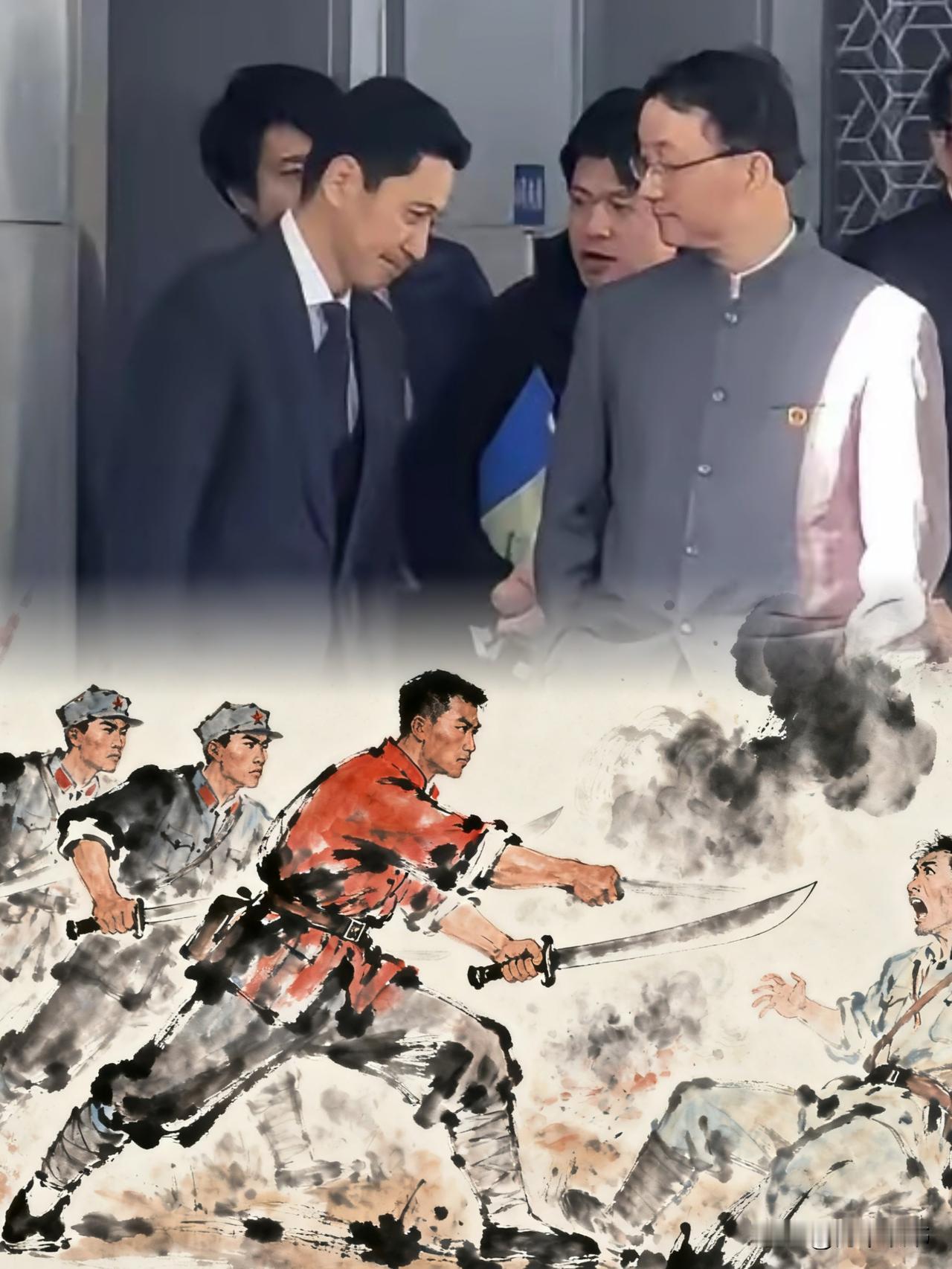 【这身衣服穿在外交场合，太硬了！】最近中日会谈的一张照片刷屏了，有人调侃这是