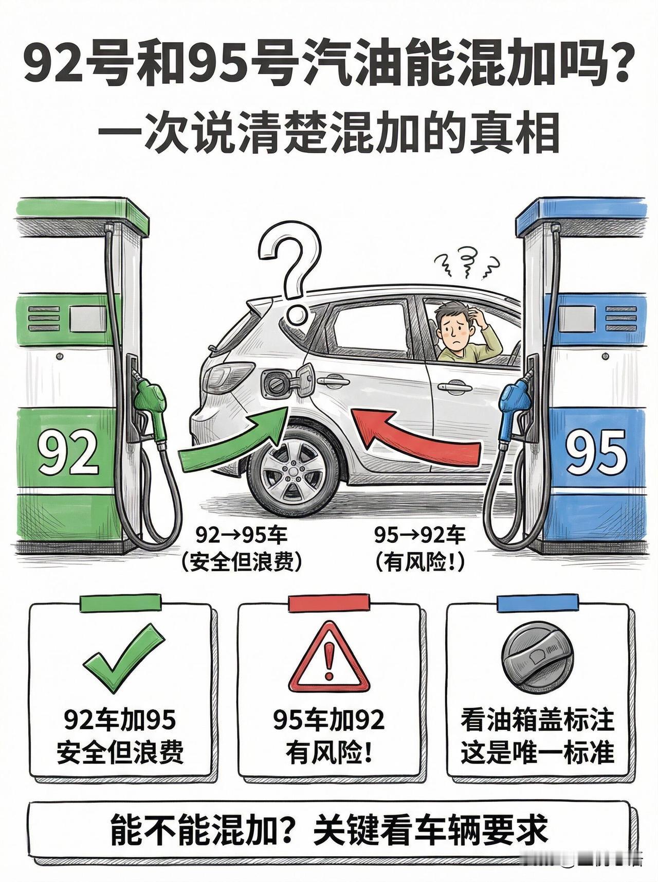 92和95汽油到底能不能混加？每次加油都能碰到纠结的朋友，92和95到底能不