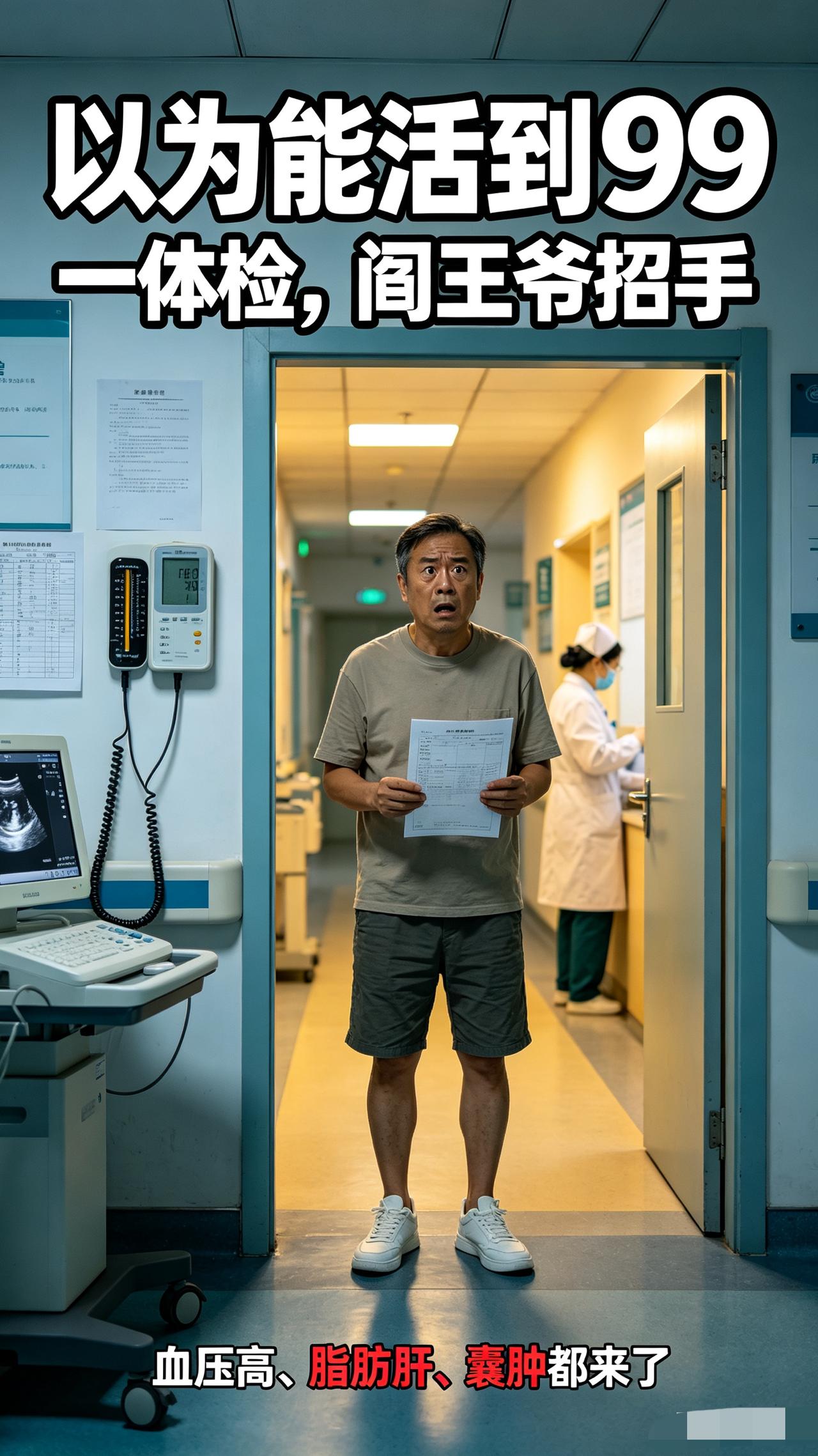 没体检时认为自己能活到九十九，一体检，看见阎王爷正在招手早上天刚亮，我就开车