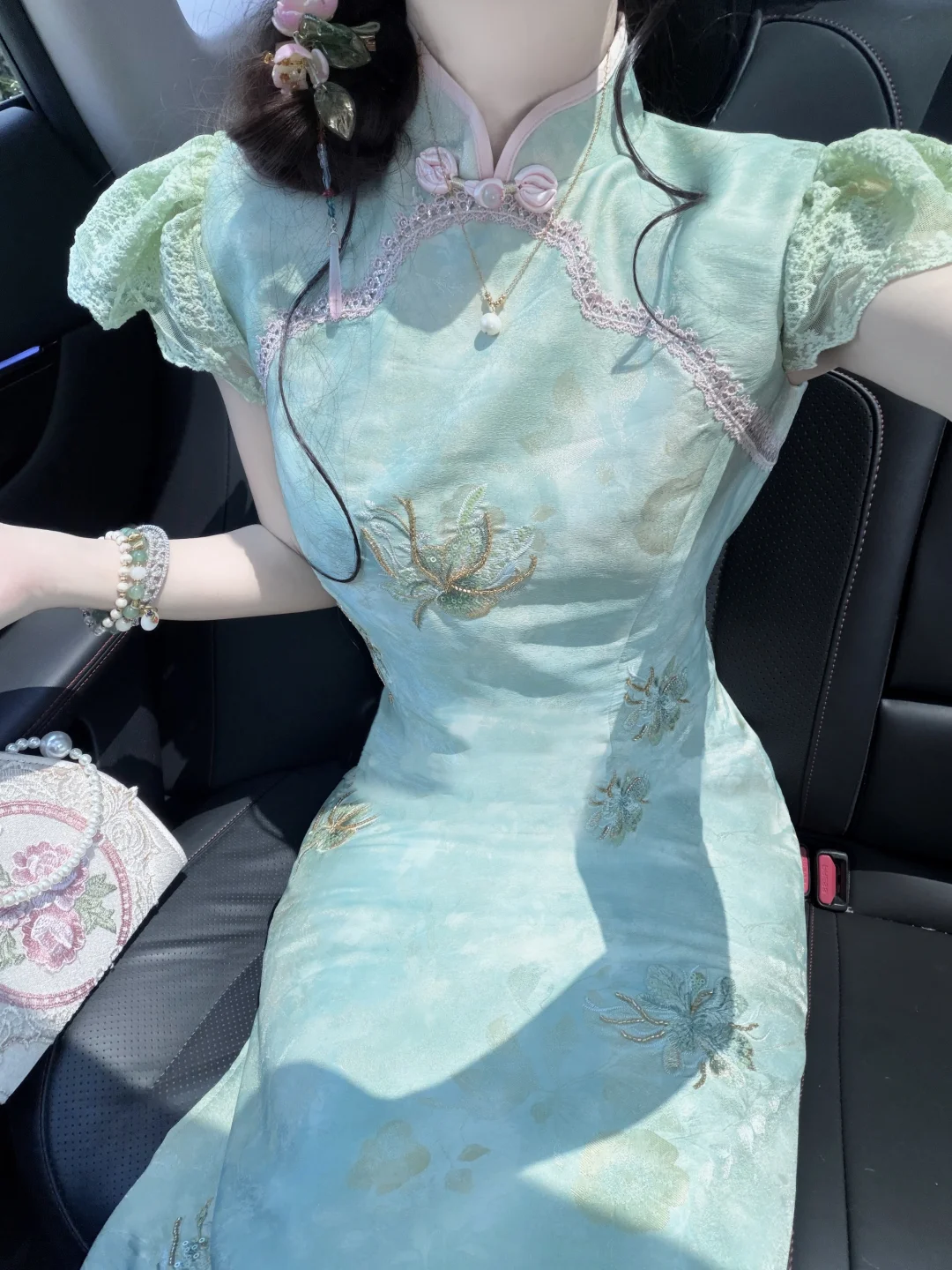 漂亮是一种感觉🫧清新绿改良旗袍～🍃