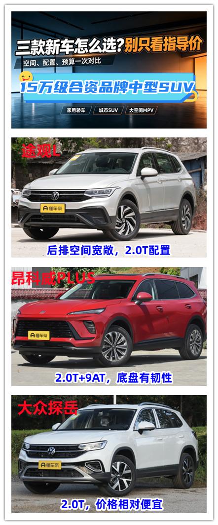 15万的预算想要购买一辆耐久性出色，而且是合资品牌的中型SUV，这三款价格类似的