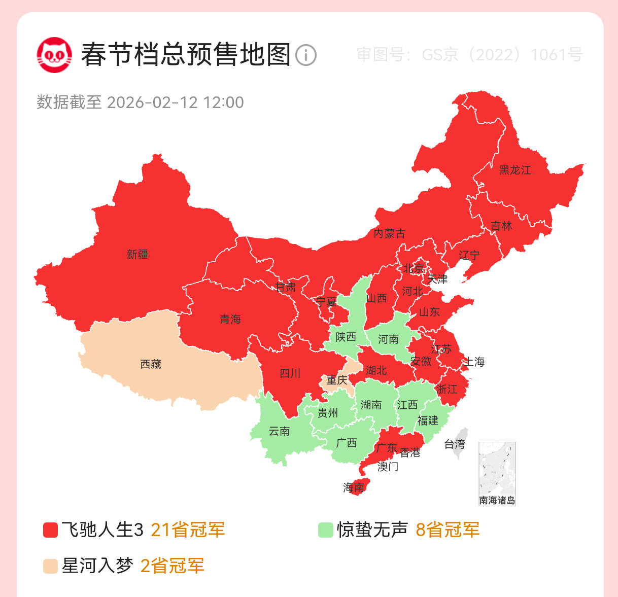 报！《飞驰人生3》又拿下一个省的预售票冠！目前已经得到全国21省票冠！而且b值来