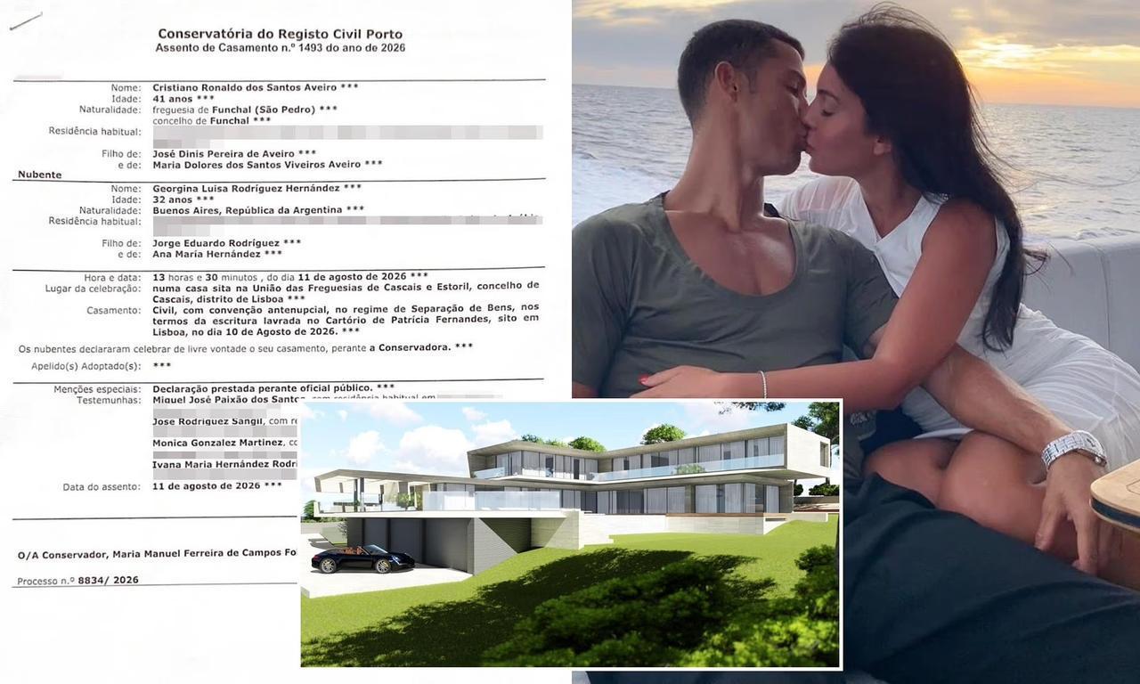 C罗与新婚妻子乔治娜·罗德里格斯签署了婚前协议，随着价值3000万英镑豪宅婚礼的