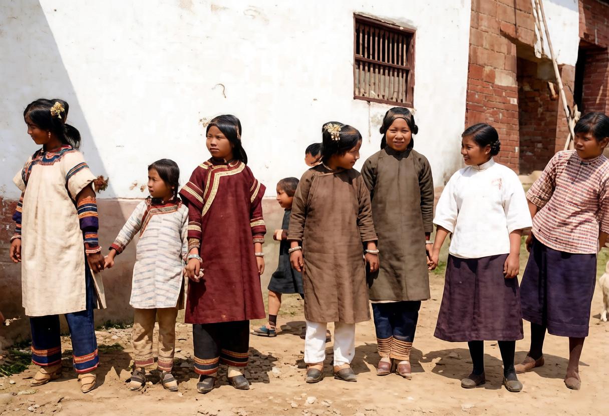 1910年，上海女子学校的女学生。不知是碰巧了还是摄影师刻意为之。画面中的女孩子
