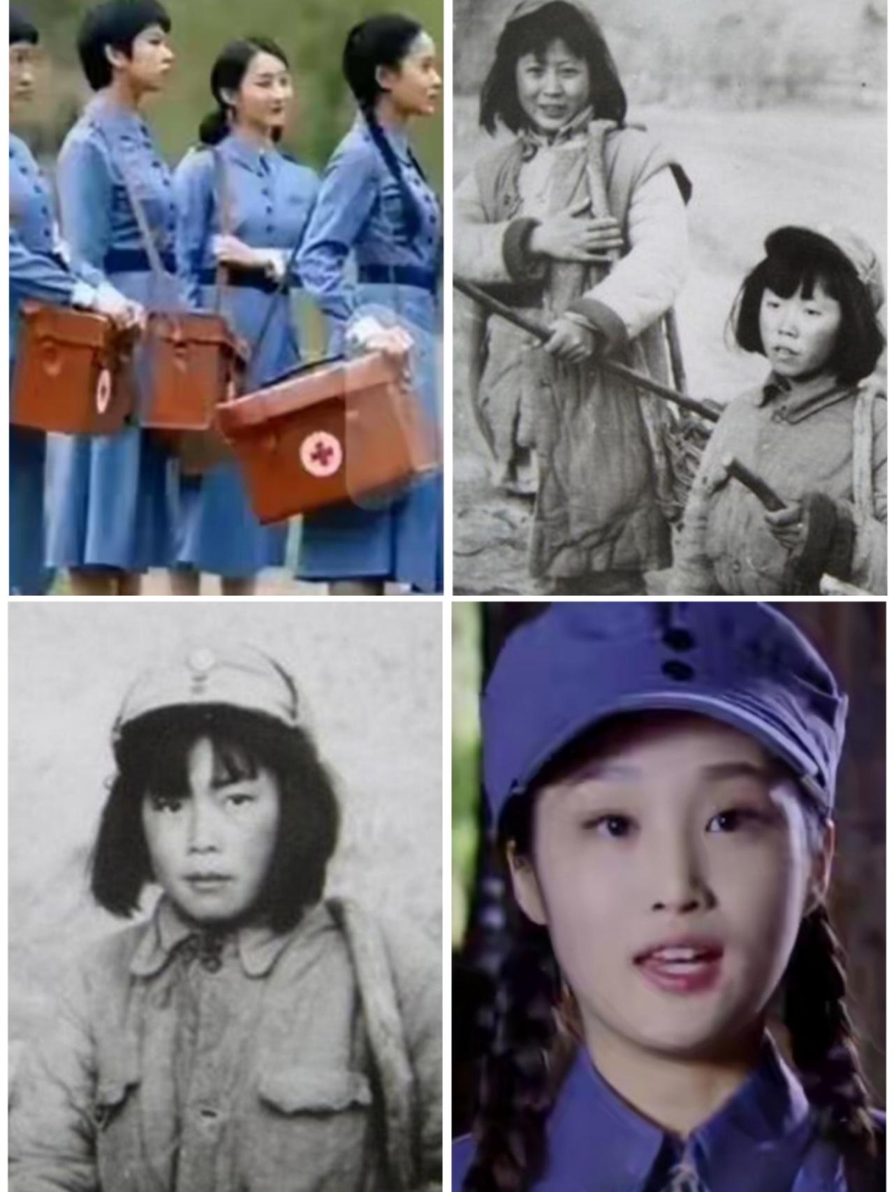 真实的抗日战争时的八路军女兵与影视剧中的对照，简直是搞笑。那时的八路军女战士头发