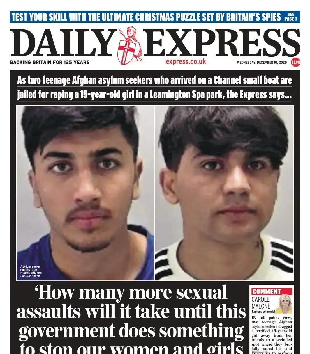 急眼了！英国表态！事儿起因不复杂。《每日快报》把一张照片顶到头版：两名来自阿富