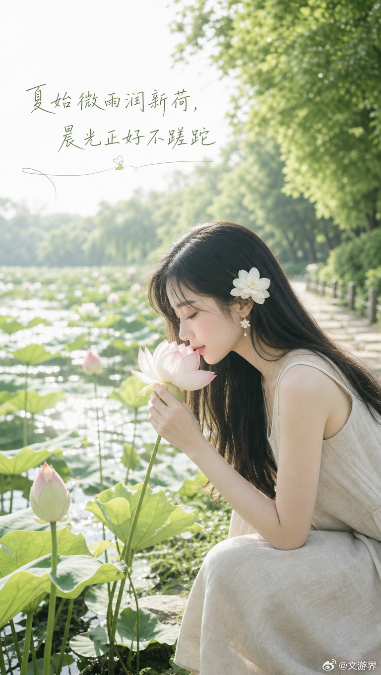 7月1日周三丙午年五月十七你好早安夏始微雨润新荷，晨光正好不蹉跎早安心语企袖K