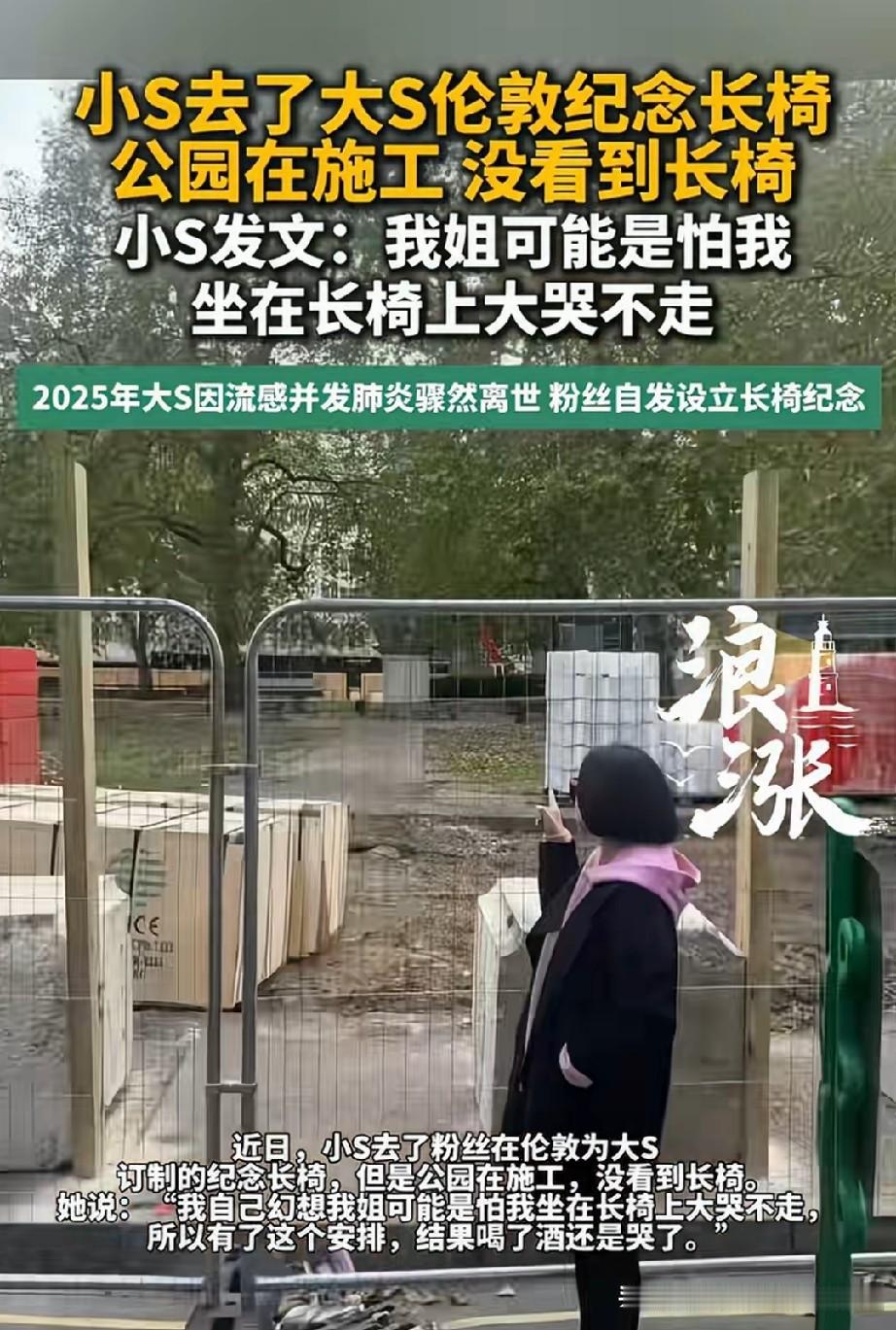 小s又靠姐姐引流，这回去了伦敦，粉丝给她姐姐做的长椅，结果恰好赶上施工，长椅没了