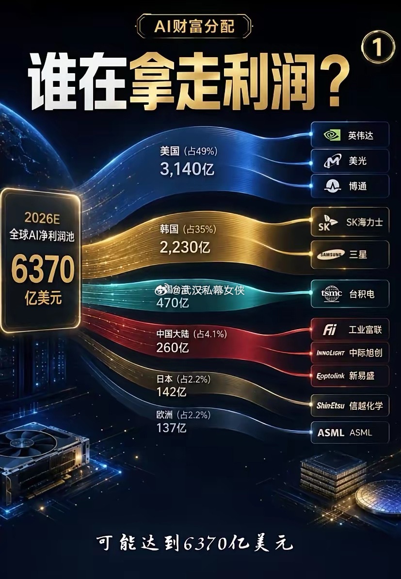 醒醒吧！AI的钱都被谁赚走了？这组2026年财富分配图有点扎心💔📉利润池巨