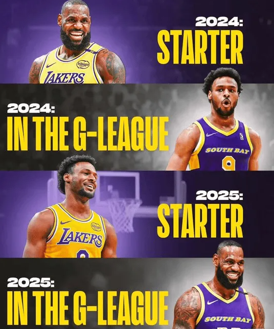 美媒更新动态，发布关于湖人球员勒布朗-詹姆斯和布朗尼-詹姆斯的内容。其写道：“