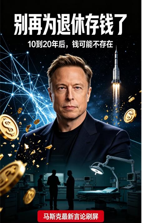 《马斯克一句话让全网破防：别存退休金了，20年后钱这玩意儿可能不存在了》全球