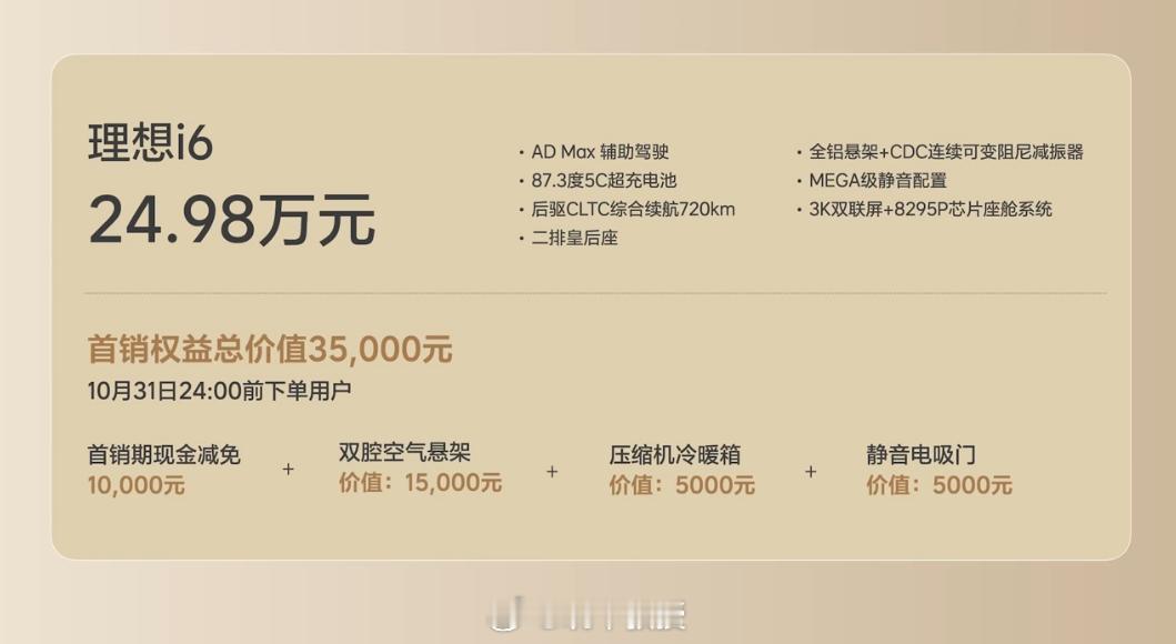 理想i623.98万起，你们觉得可以吗？理想i6基础参数：4950*1935*