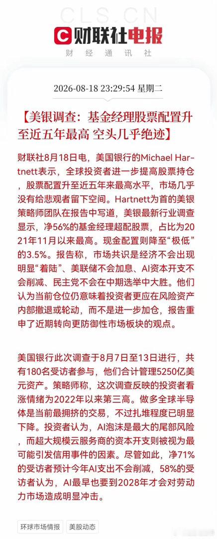 深夜AI预警来了！美银调查揭示大科技危险信号，小心AI“黑天鹅”，不知你信不信了