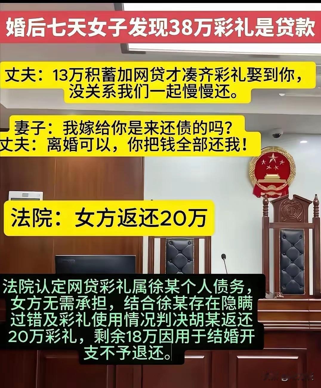 彩礼不够，网贷来凑。由于家庭条件不是很富裕，男子家里没法凑足彩礼钱，男子网贷娶妻