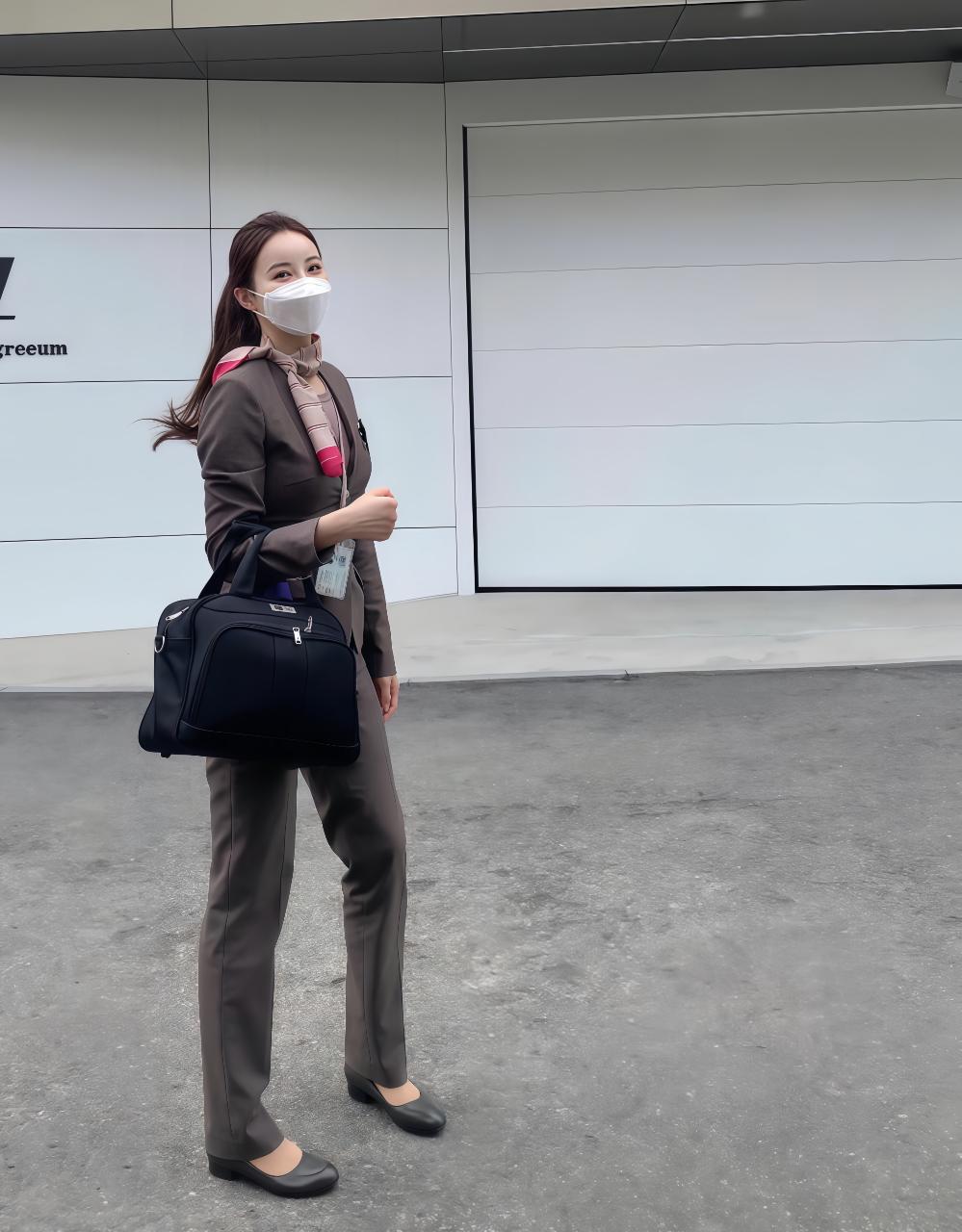 空姐在飞机厨房忙碌准备餐食，专业又优雅！