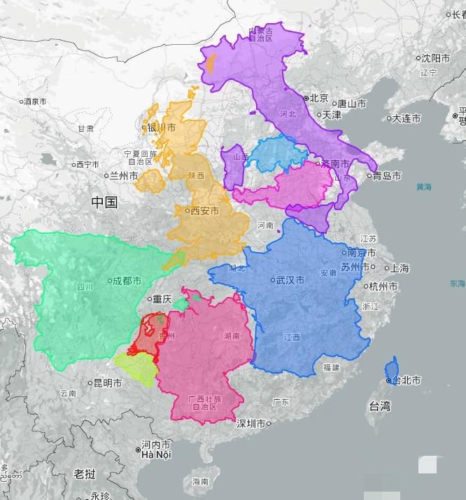 欧洲国家，对比中国省份地形[呲牙笑][呲牙笑]