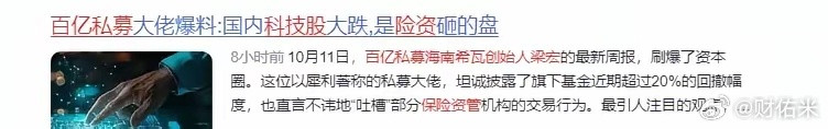 近期科技股下跌原因！近期科技股跌跌不休，百亿私募大佬也在找原因，爆料是部分保险资