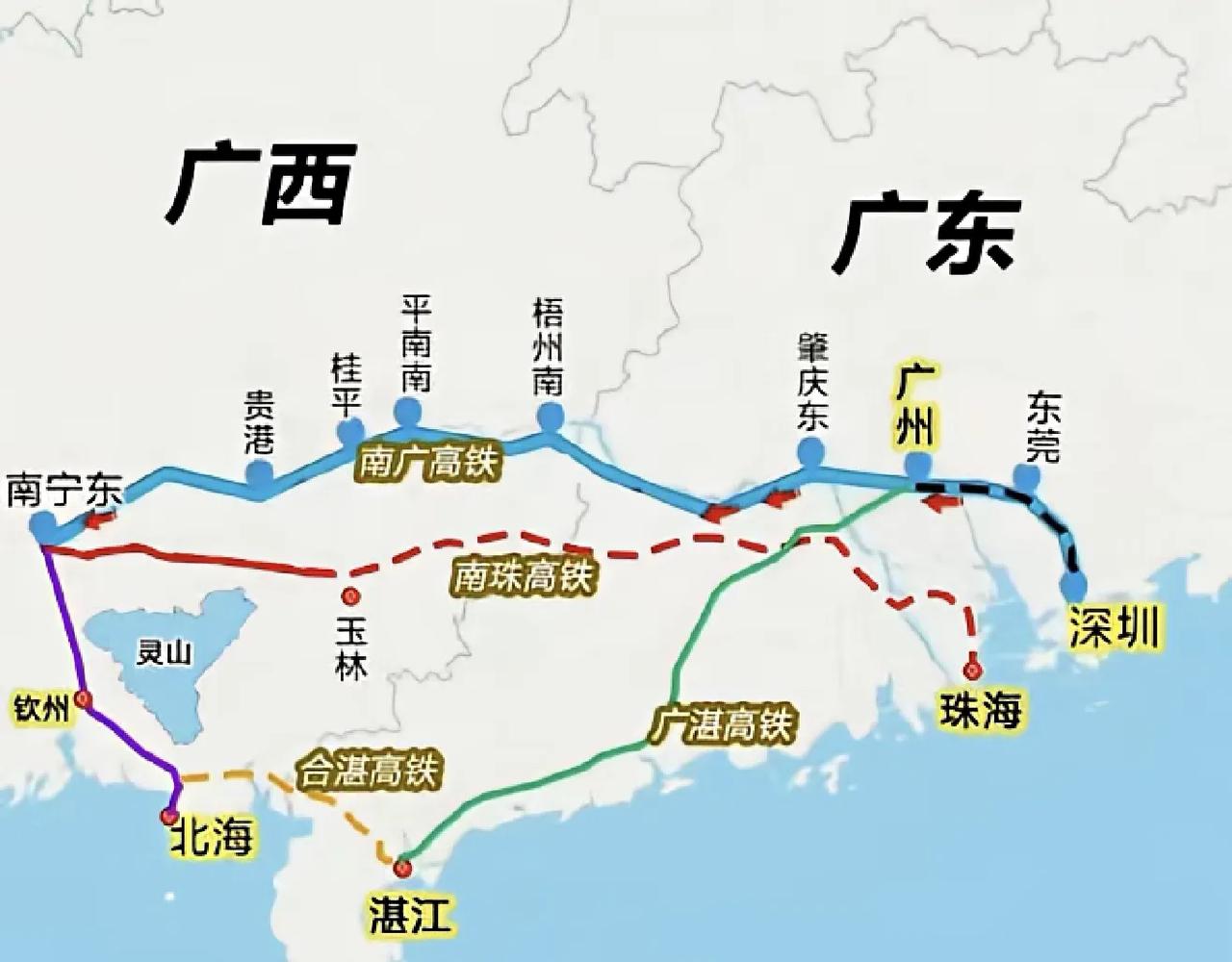 搞笑的高铁路线，从桂林去梧州还得绕南宁才能到，一大圈，还不能从桂林→贺州→梧州[