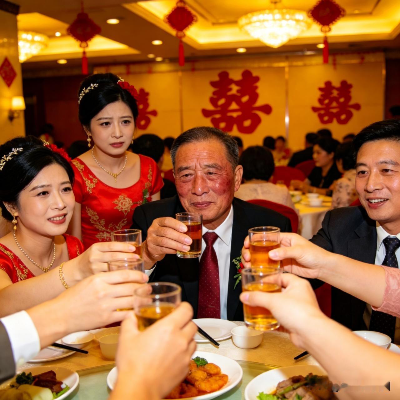 婚宴上女儿一个眼神，劝酒亲友秒怂！网友：顶级小棉袄山东临沂一场婚宴上，父亲刚