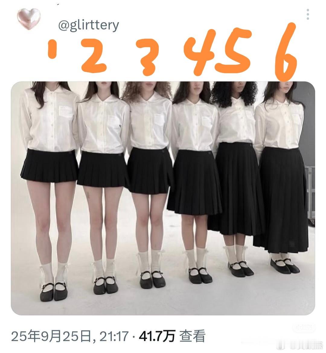 这六款不同长度的裙子，你们觉得几号长度的裙子最好看？