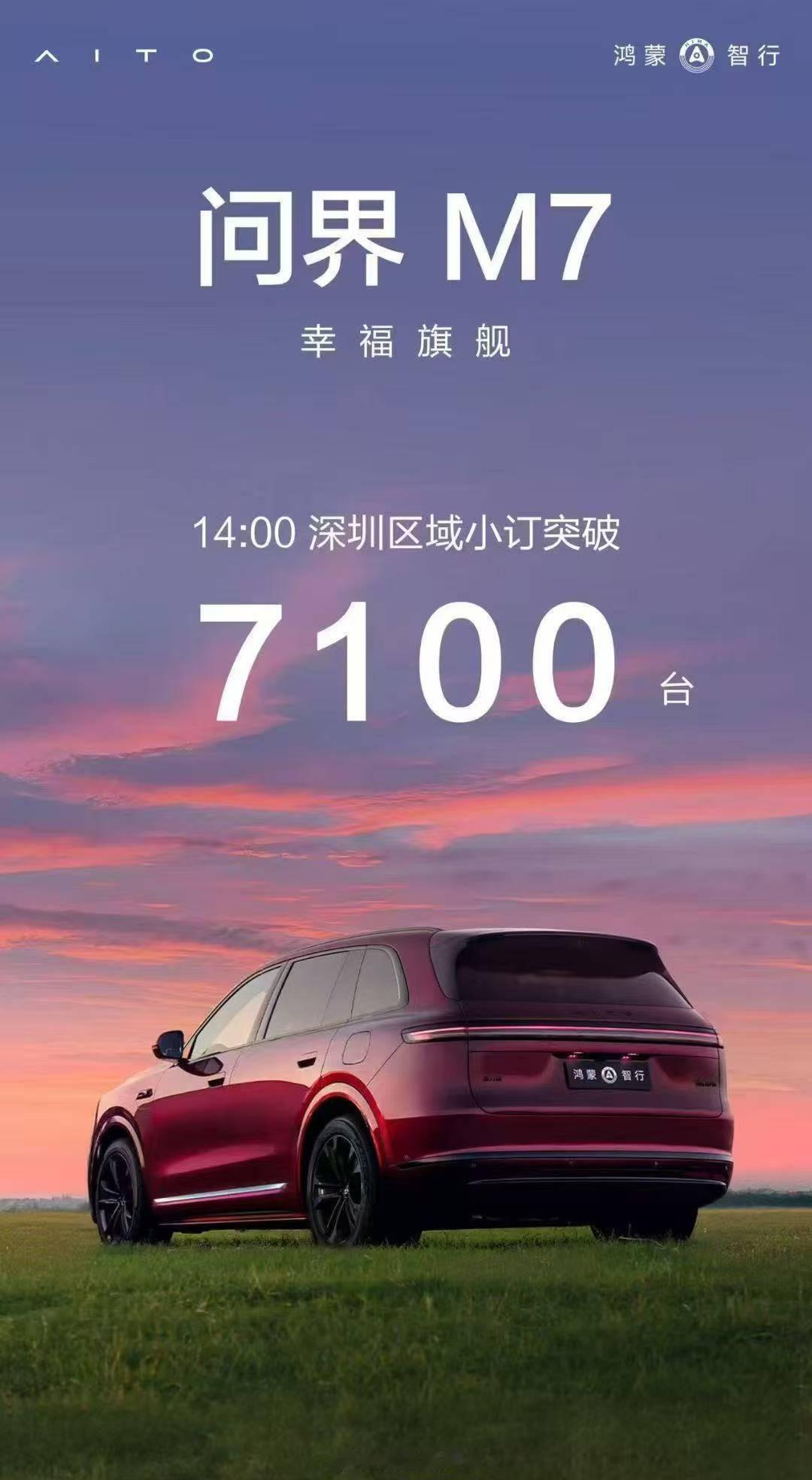 今天全新问界m7开启小订，好多地方小订数量都有一个全新的记录了，不愧是国民幸福