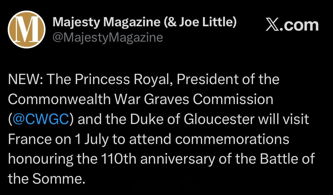 英国王室【预告】2026年7月1日，安妮长公主和她的堂舅格洛斯特公爵理查德王