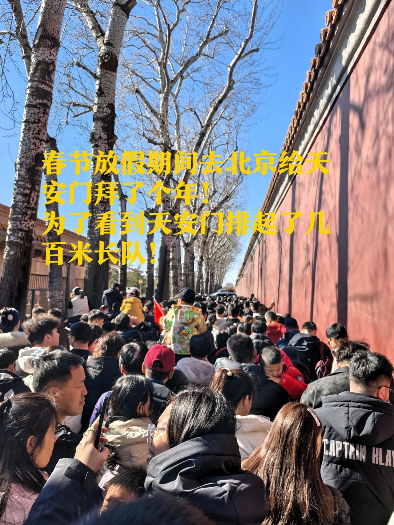 去北京旅游过年度假，给天安门拜年，挤了好几个小时，才进去！不知您去的时候也这么多