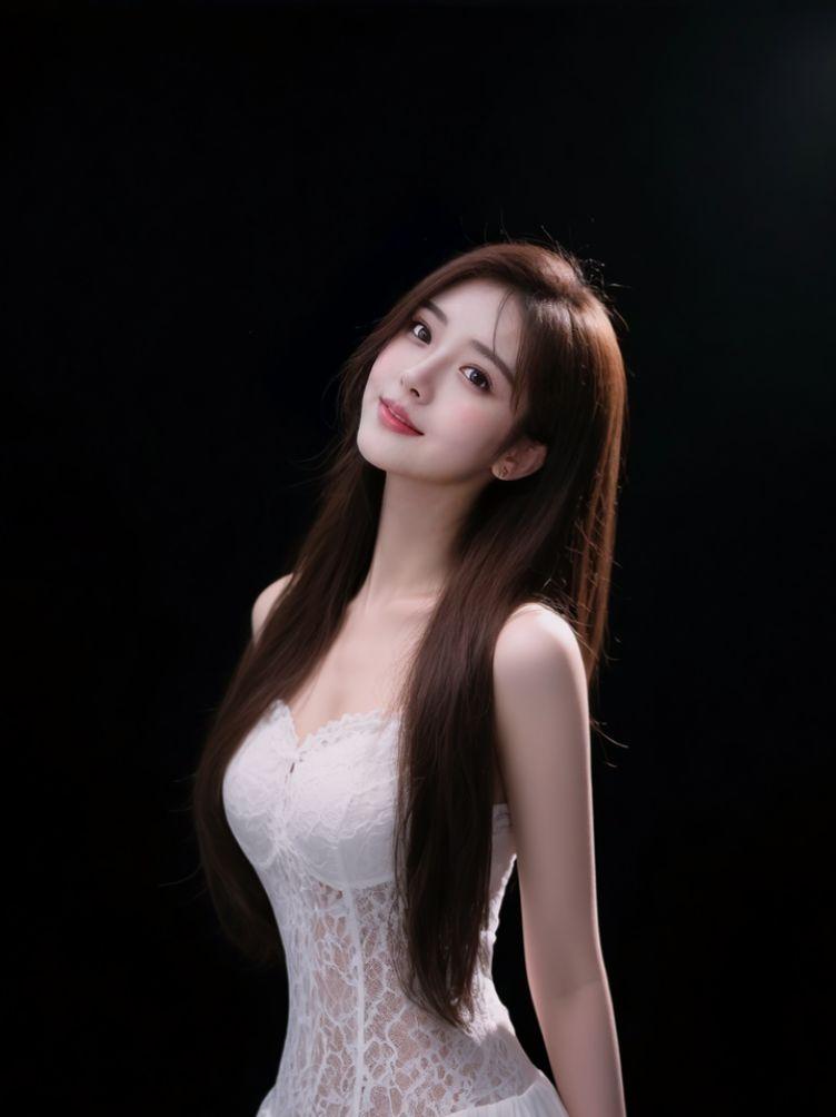 AI素裙仰视图  原来ai写真可以这么美  谁拍谁好看 美出高级感