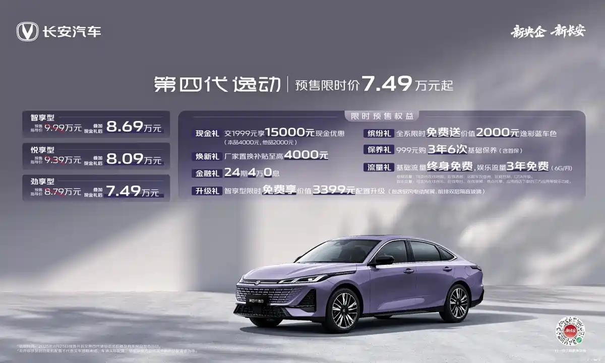 限时价7.49万起！2026款长安逸动开启预售​​​