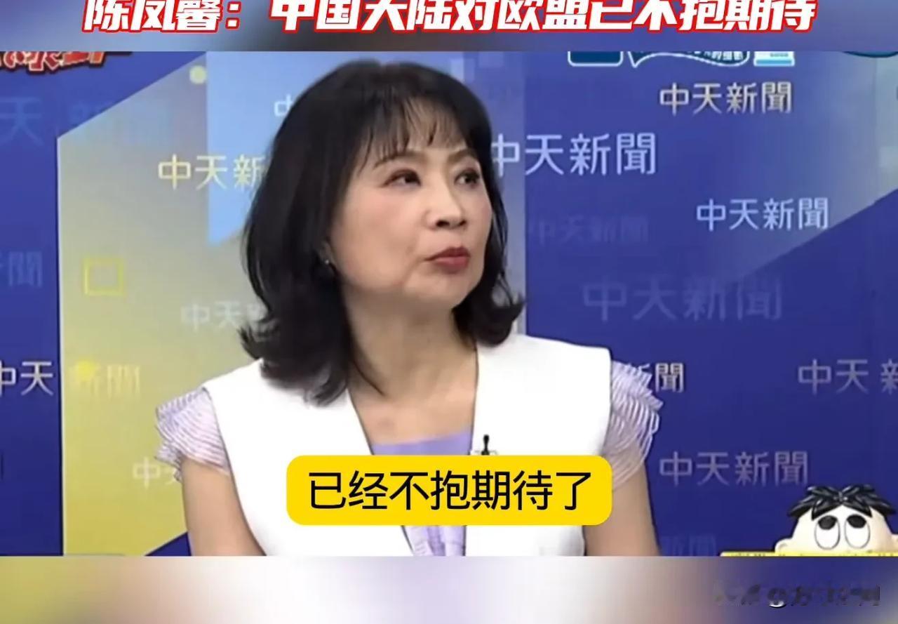 陈凤馨：大陆对欧盟已不抱期待。在一档节目中，台湾名嘴陈凤馨称大