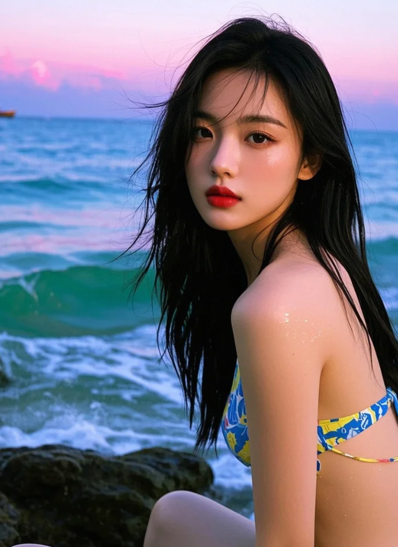 她走向大海深处，只为离喧嚣更远一点