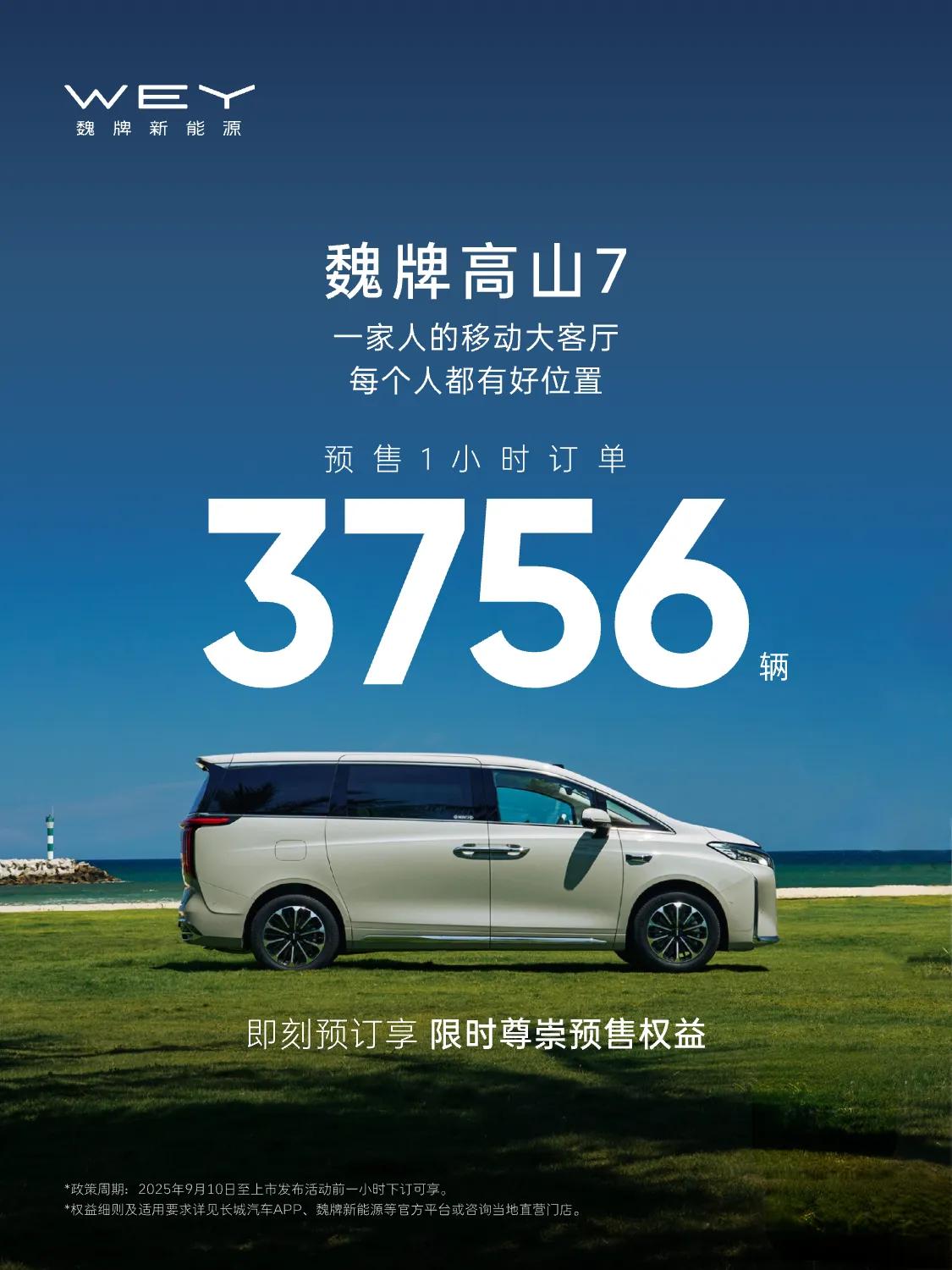 高山7终于开始预售了，官方公布1小时预售订单3756台，比起1分钟几十万，1小时