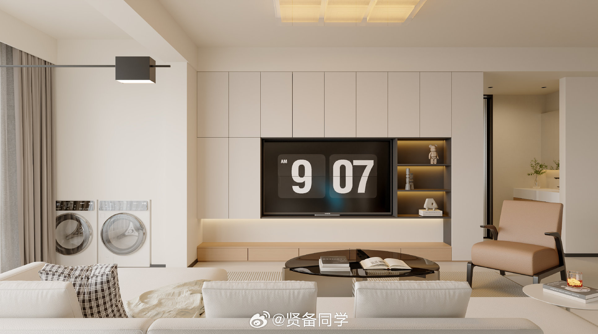 #设计师称中国客厅已失去意义#设计师刚好今天把我家的初稿效果图发给我了大家给点评了一下我这个客厅​