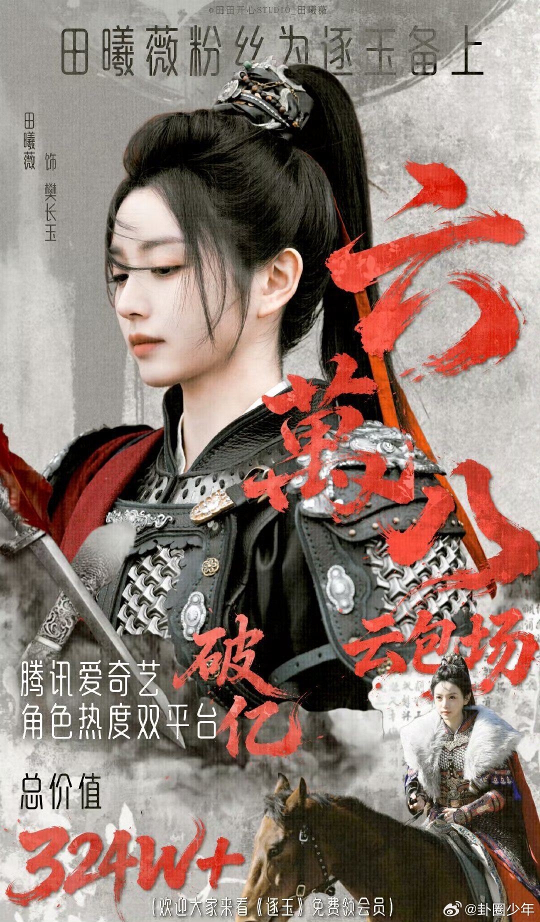 田曦薇逐玉粉丝云包场价值破324w田曦薇《逐玉》粉丝云包场价值突破324w，