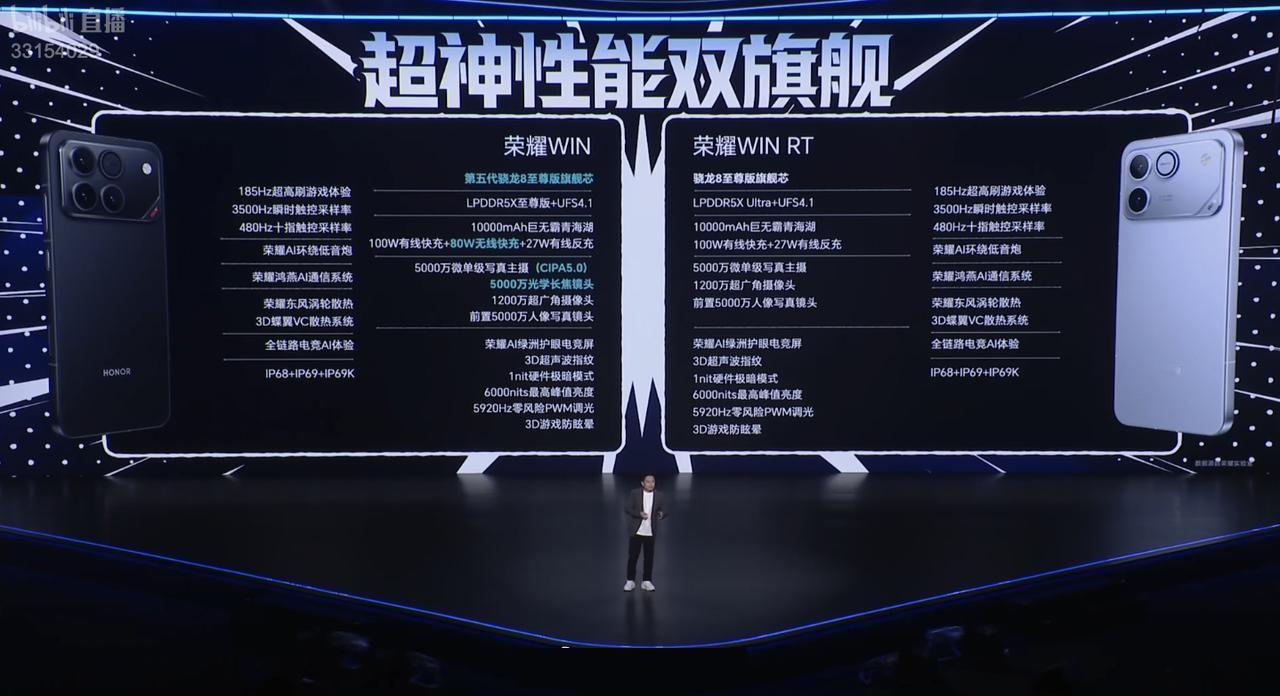 荣耀WIN系列正式发布，两个版本的共同点是续航非常顶，都配备了10000mAh超