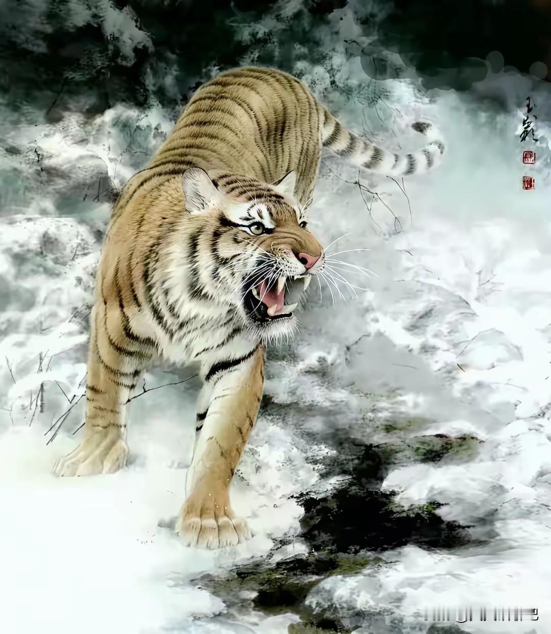 这是出自两位不同画家笔中的老虎，差别可真的是太大了，第一位马玉虎画的，才真