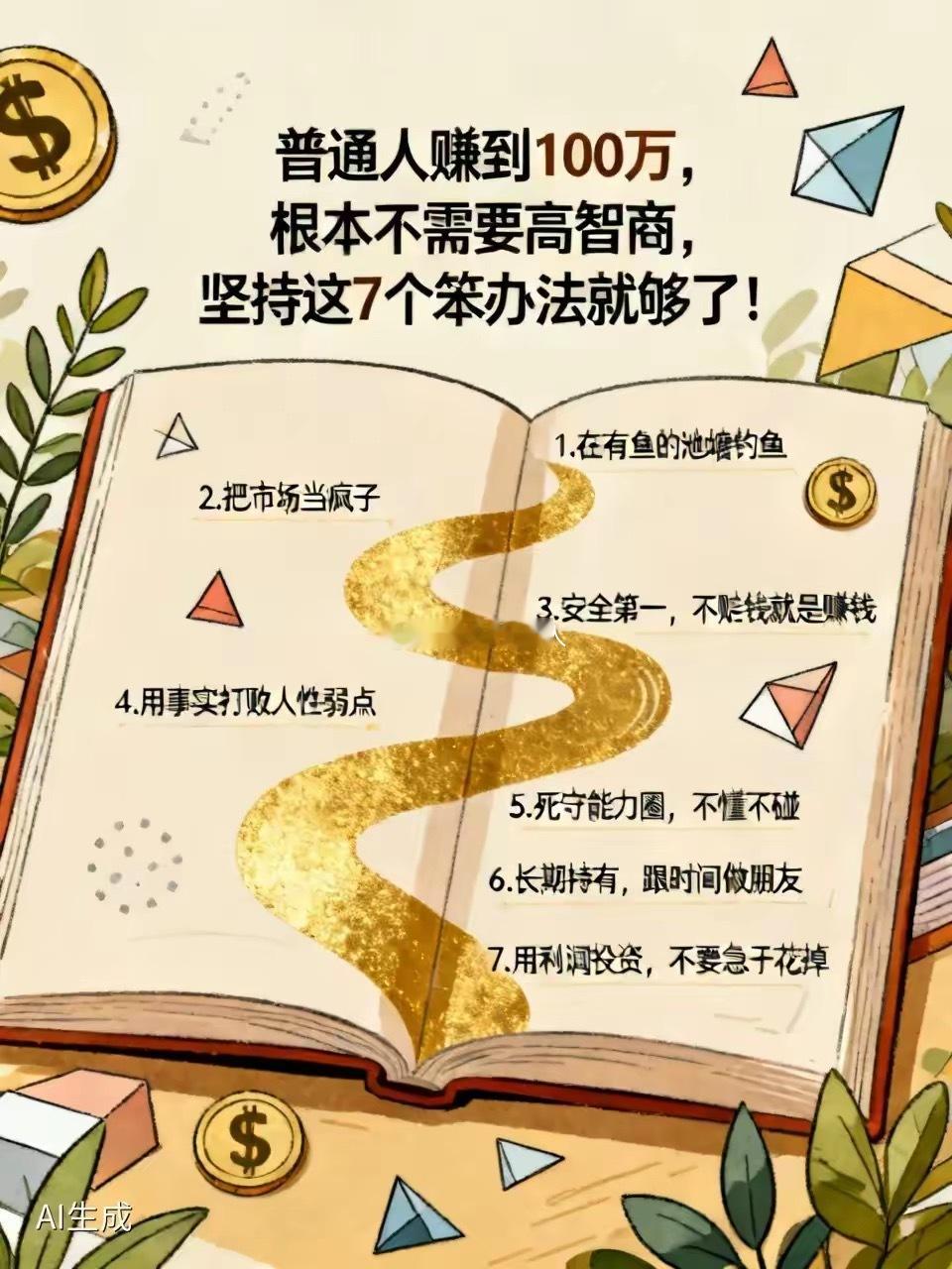 巴菲特说：普通人赚到100万，根本不需要高智商，坚持这7个笨办法就够了！1.在有