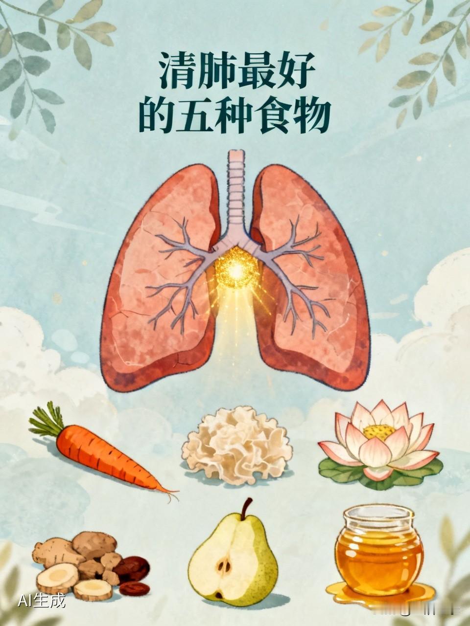 要清肺，有五种食物值得试试。首推银耳，它富含植物胶质和膳食纤维，能滋阴润肺，改善