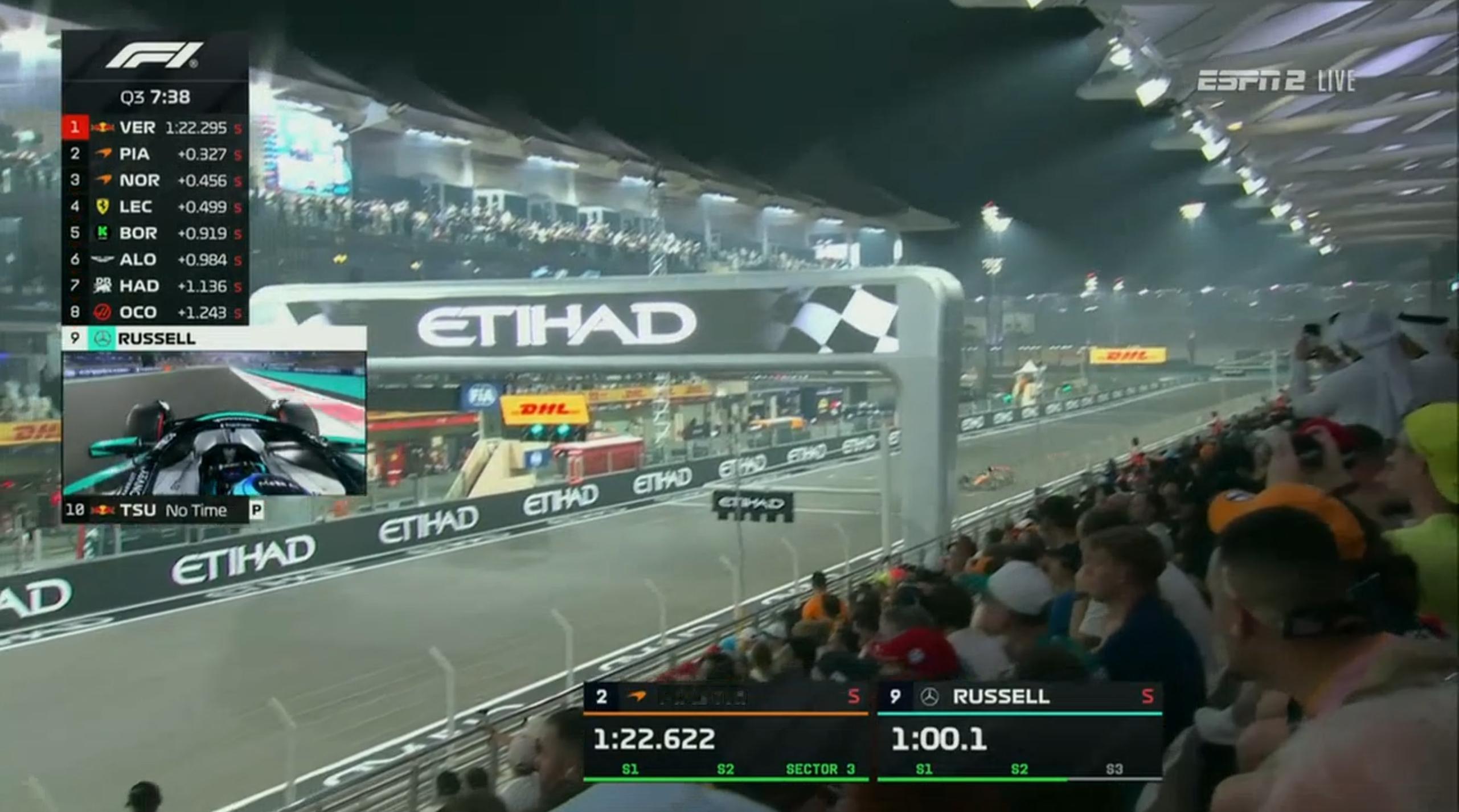 Q3第一圈，维斯塔潘起飞了！1:22.295！！！快了皮亚斯特里0.3！快了诺里