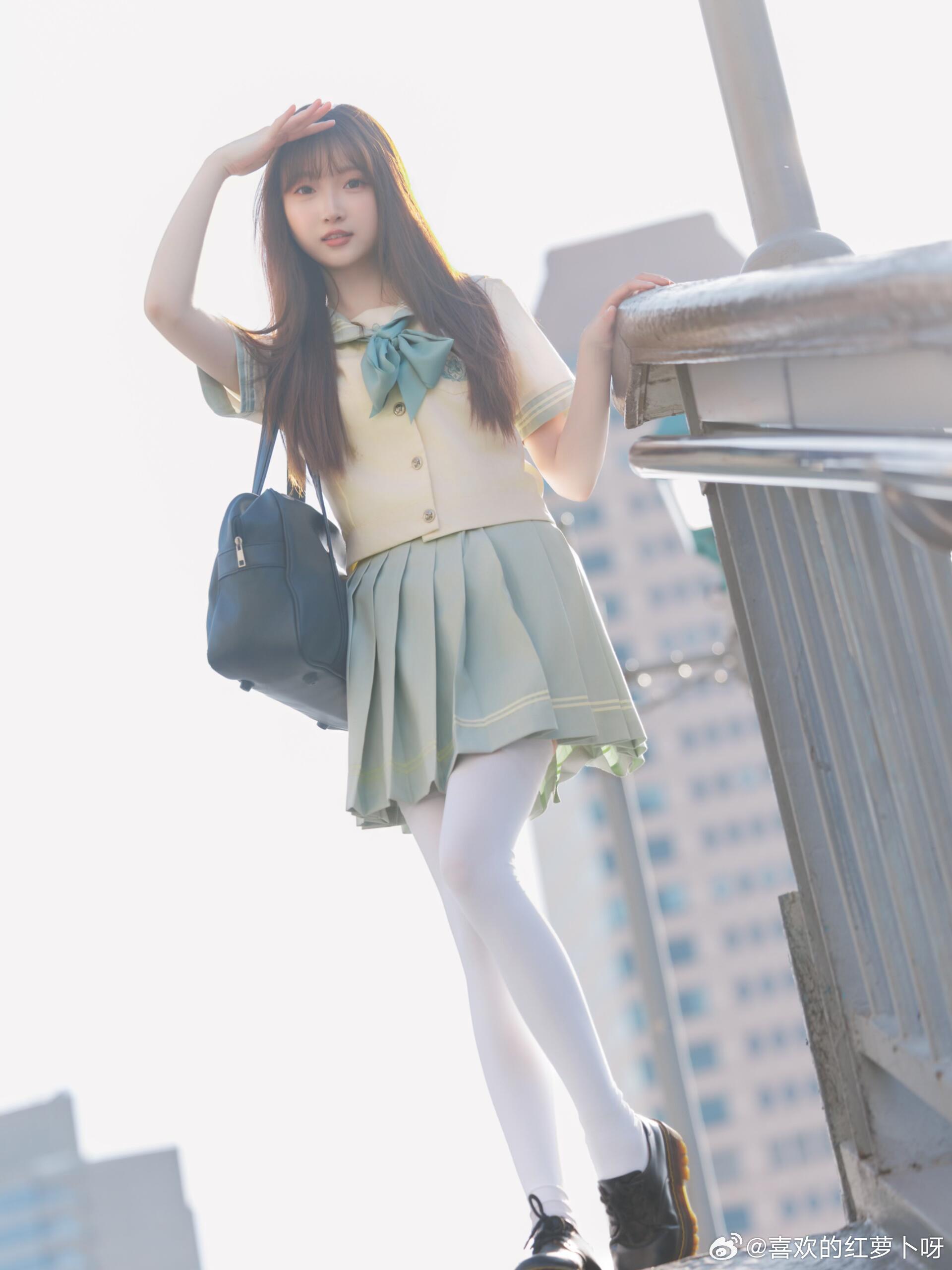 夏日、jk、街道、冰淇淋