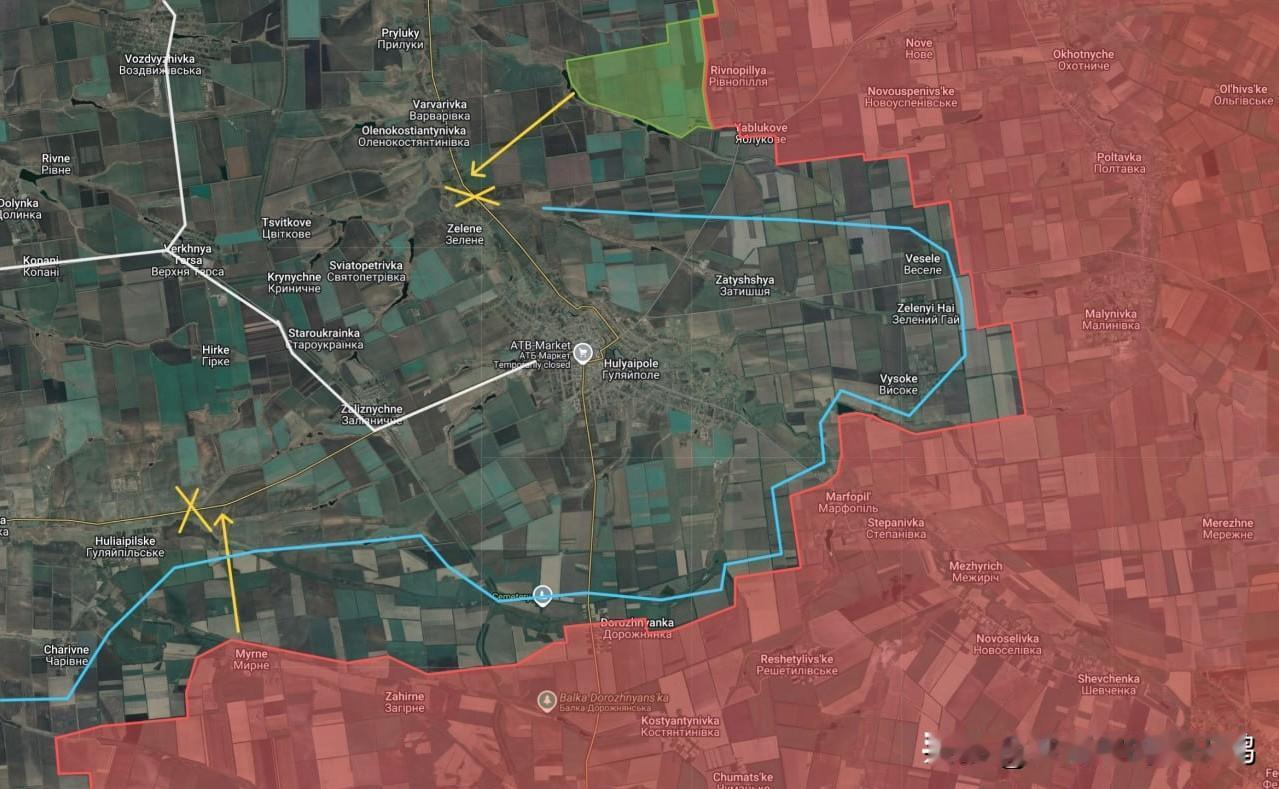 古利亚伊波列包围圈正在形成，随着俄军在该方向的大踏步推进速度，两翼迂回包抄，