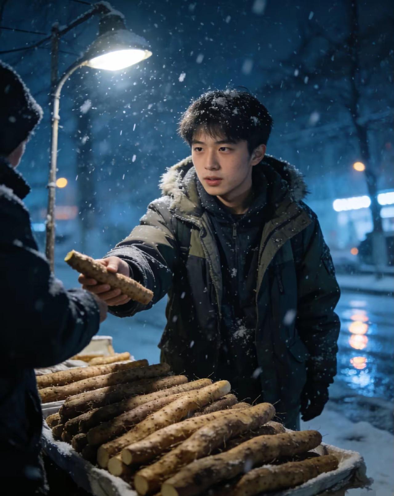 郑州暴雪夜，00后大学生街头跳舞卖山药，ICU里的父亲等着救命钱，妈妈刚走，弟弟