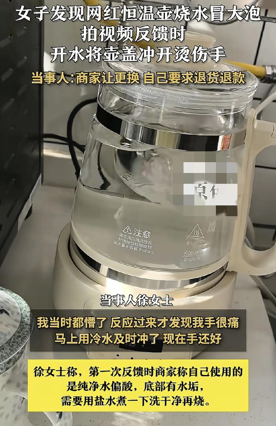 四川成都一女子双11在网上购买了一款网红烧水壶，价值179元。当时烧水的时候，留