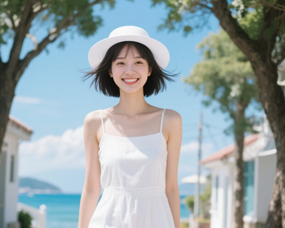 裙摆飘扬，她用背影写下一首夏的诗
