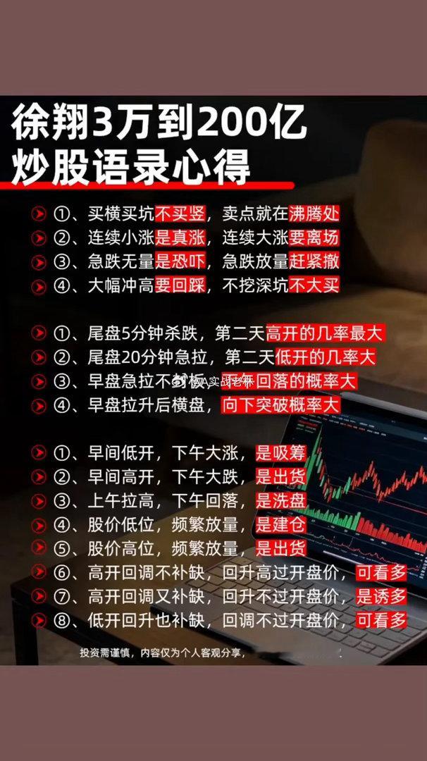 徐翔3万到200亿炒股语录心得。建议点赞收藏起来，慢慢看·1、买横买坑不买竖，卖