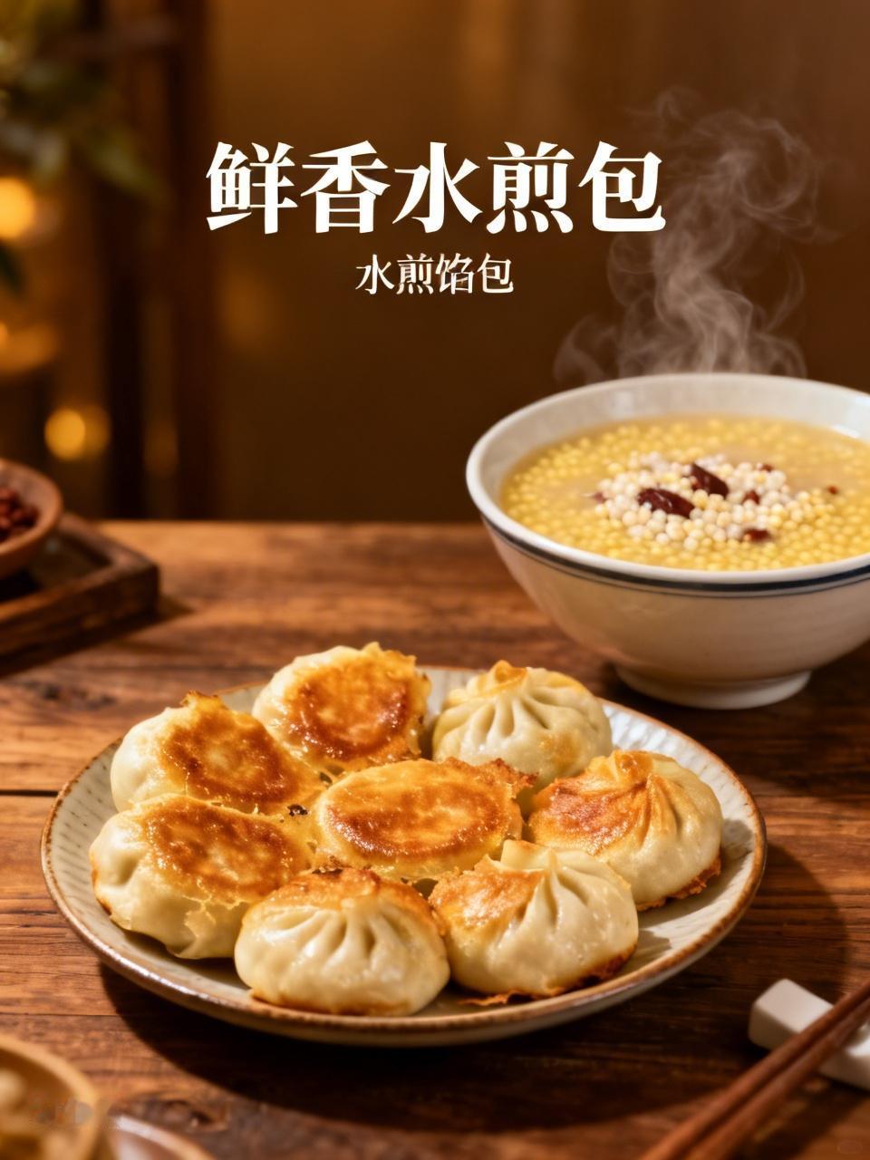 许久未尝水煎包，今日兴致突发，便打算动手做上一回。说干就干，先将小米置于锅中，以