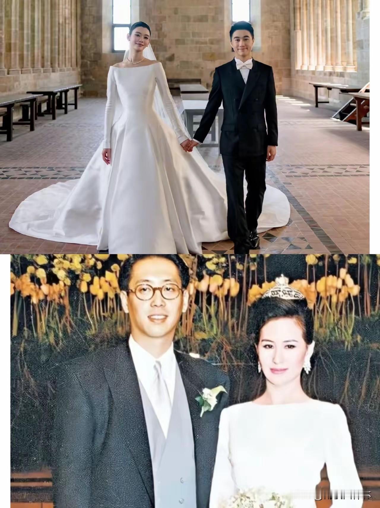 奚梦瑶这件婚纱，看起来很简单，门槛却最高。领证七年后终于在法国古堡补办婚